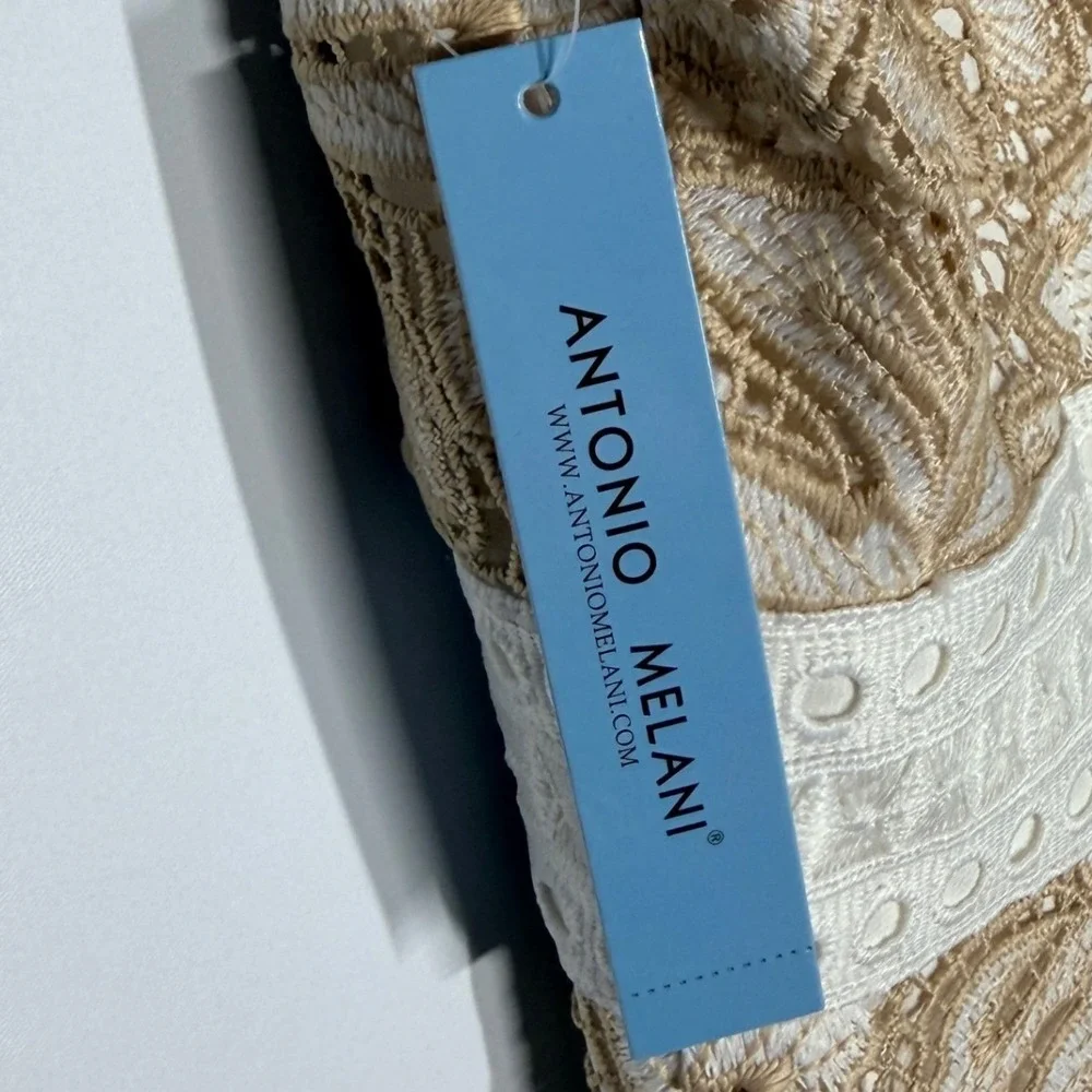 Antonio Melani Egot Lace Midi Dress Ivory Biscotti Bridal Coquette Size 6 NWT - Picture 15 of 15